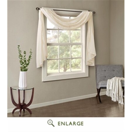 Madison Park 42 x 216 in. Harper Solid Crushed Scarf Sheer, Cream MP40-4529